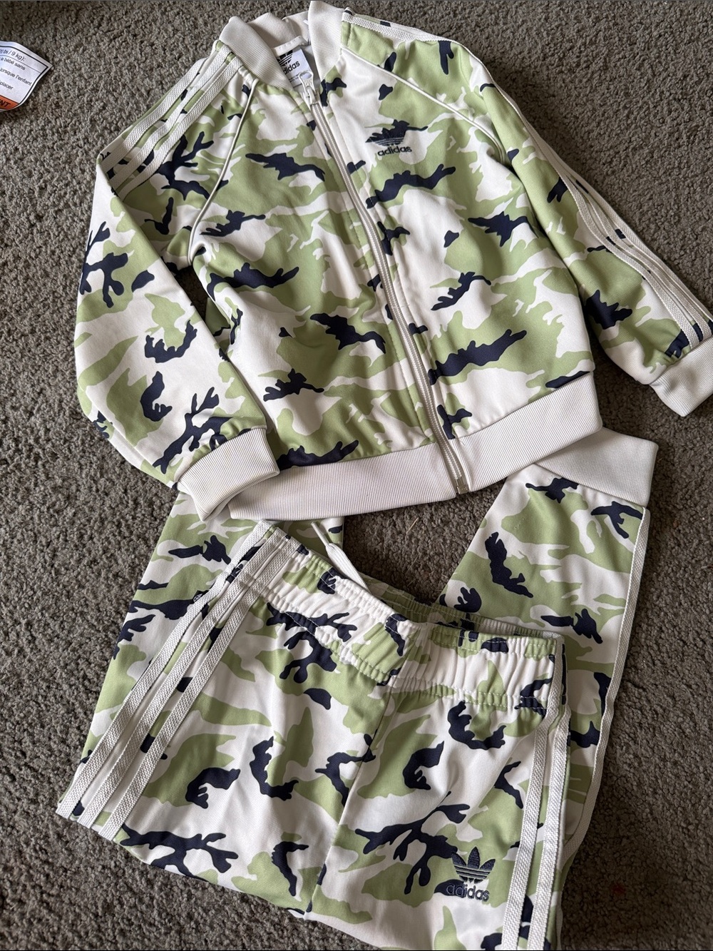 adidas Kids Green Camo Track Jacket & Pants Set 3/4